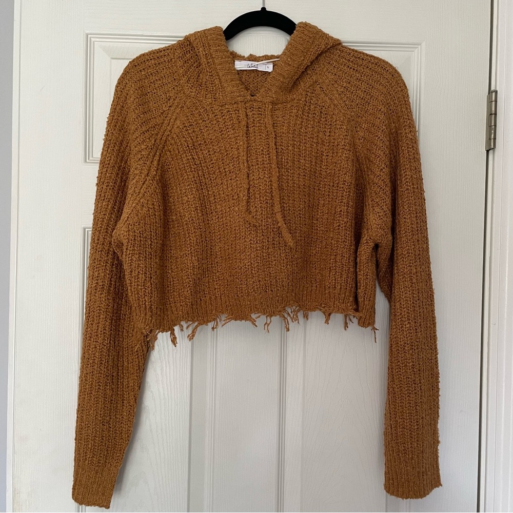 TALULAH Cropped Sweater Sweatshirt Size L Brown Orange Tan